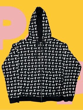 FTP x Famous All Over Logo Zip Hoodie (Large)